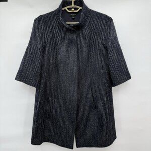 Ann Taylor Wool Blend Tweed Swing Coat in Navy Comfort Business Cocktail Large